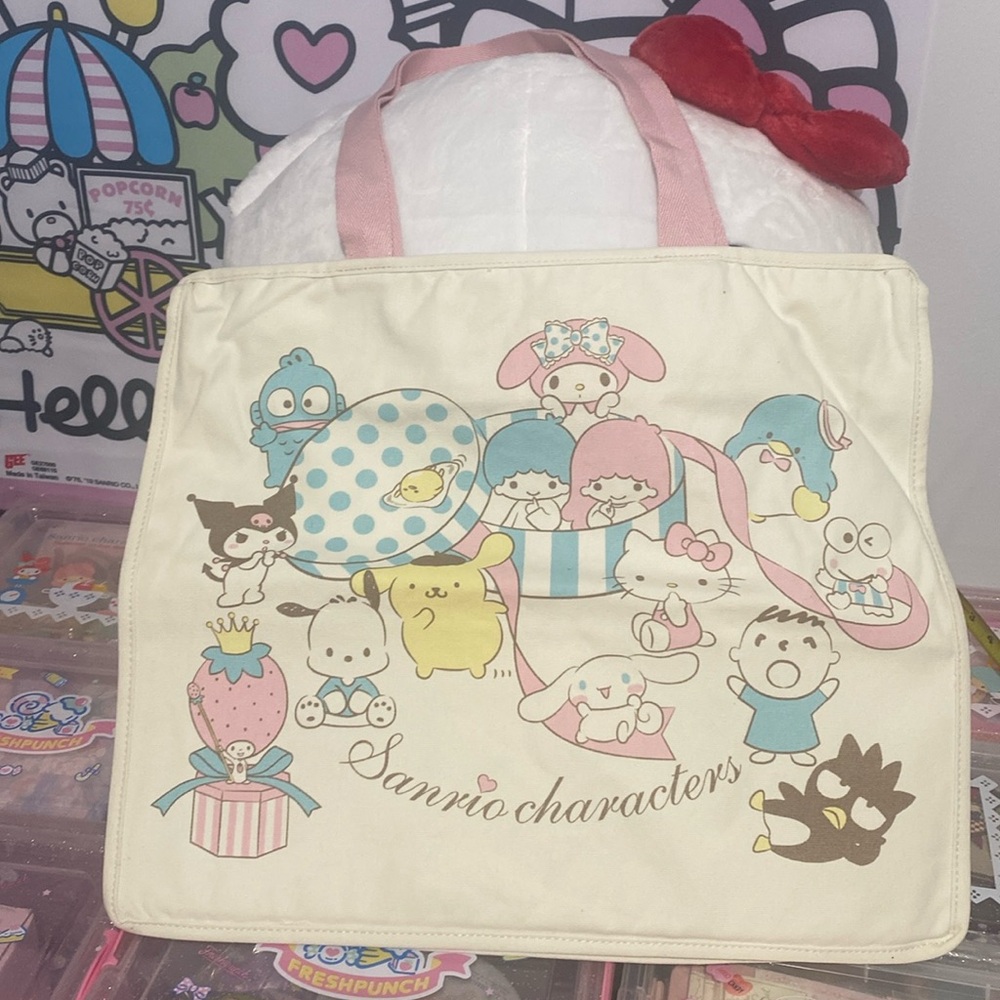 New Sanrio Characters canvas XL shoulder zipper duffle bag